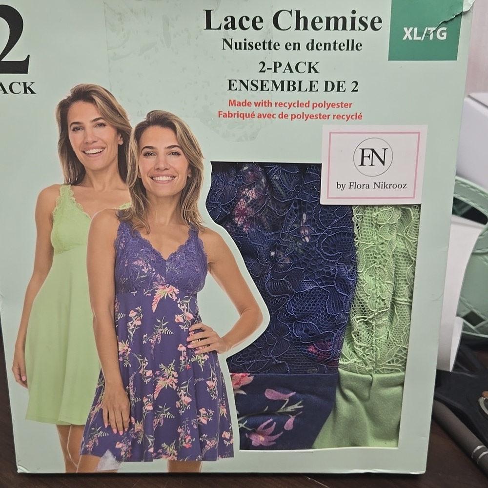 Flora Nikrooz Size XL 2 Pack of Lace Chemises